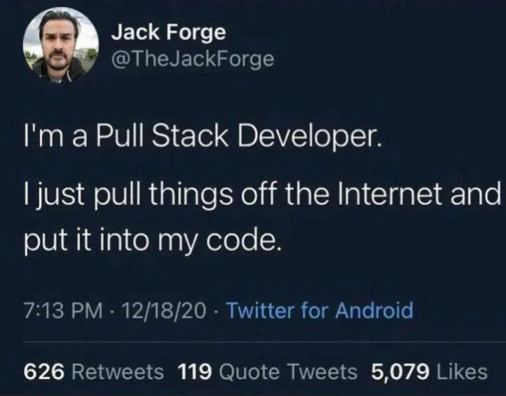 Pull Stack Developer meme
